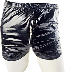BamBella ® - Boxer short Maat L/XL Datex Zwart (Latex en stof SM kleding BDSM met rits erotische heren kleding ondergoed lingerie onderbroek zwart — thumbnail 1