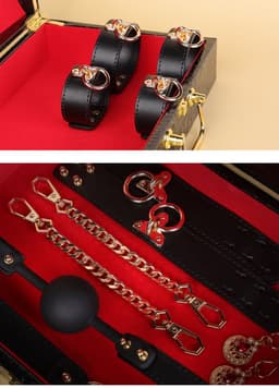 Dare to Undress – Fifty Shades of Grey – Luxe 8-delige BDSM Set met Opbergkoffer – Premium – BDSM Bondagesets - Valentijn Cadeau - Handboeien, Halsband, Masker, Gagbal & Zweep - Sex Toys voor Koppels - Seksspeeltjes voor mannen en vrouwen - Kinky — thumbnail 6