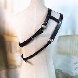 Oneay PU-leren kostuum met spiermotief, borstband, bondage-accessoire, schouderband, body bondage-kleding — thumbnail 5