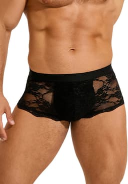 Zeloria Heren Kant Boxer – Transparante Erotische Lace Boxershort – Zwart – S – Stretch & Comfort — thumbnail 1