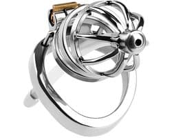 Fixxx - Ethan - Kuisheidskooi met Holle Penisplug - Zilver - Twee Diameters 50 mm