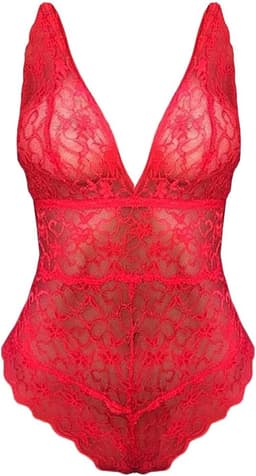 Kanten bodysuit - Body kant - Mesh lingerie - Lace - Sexy body - Dames - One size - Rood - Jonyx — thumbnail 1