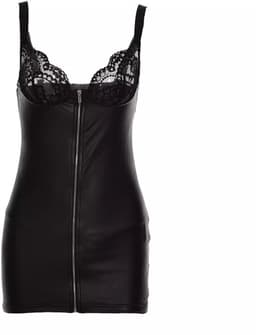 Plus Size – Leatherlook & Kant Sexy Jurkje – Lingerie Erotisch – Lingerie Sexy Setje – Luxe Sensuele Lingerieset – Leren PU Lingerie Jurkje – Wetlook/Latex – Verleidelijk & Mysterieus – Inclusief string – Kinky – BDSM – Maat S, M, L, XL, XXL — thumbnail 5