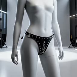 Sexy PU-Lederen Kuisheidsgordel G-String met Studs en Ketting - Verstelbare BDSM Lingerie Vrouwen - One Size SM Harnas — thumbnail 3