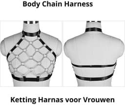 Ketting Body Harnas Vrouw – Verstelbaar Fetish Harness Lingerie Top – BDSM Clubwear – Kinky Party Outfit – One Size — thumbnail 2