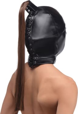 Bondage Hoofd Masker Met Paardenstaart — thumbnail 1
