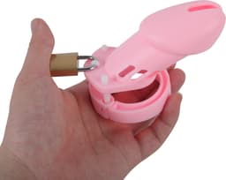Banoch | Cockcage Pink | siliconen | roze Chastity Cage met 5 ringen | medium / large — thumbnail 3