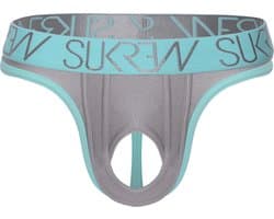 SUKREW U-Style Classic Thong Silver Sparkle - MAAT XL - Erotisch Heren Ondergoed - String voor Man - Sexy mannen String