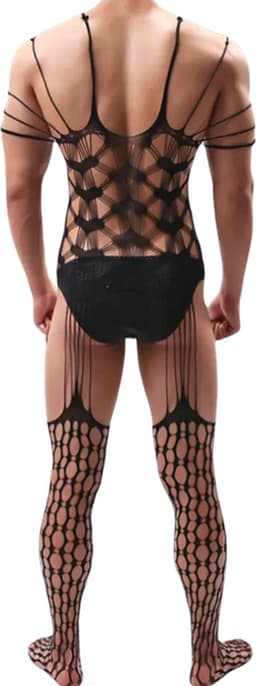 LekkerStout Heren Bodysuit - Hartjesprint - Zwart - Sexy Herenlingerie | S-L | ( LS176 ) — thumbnail 4