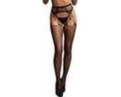 Shredded Suspender Pantyhose - Black - O/SO/S