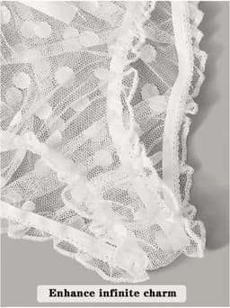 Sexy Lingerie Erotische Ondergoed Wit Polka Dot Mesh Franje Trim Lace Lingerie Set Top Kant Onzichtbare Beha Voor vrouwen — thumbnail 3