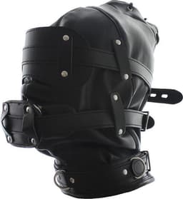 Banoch - Inferno Bondage Mask black - Zwart pu leren bondage masker met Gag & oogbedekking | BDSM — thumbnail 11