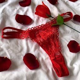 Roos met rode G-string – Origineel Valentijnscadeau voor haar – One size – Lengte 43 cm – Humoristisch en romantisch – Rode lingerie cadeau — thumbnail 1