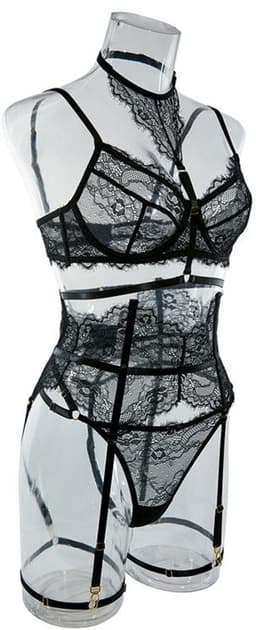 Sexy Lingerieset – Eternal Seduction – Erotisch & Verleidelijk – Luxe Kant – Jarretel Set – Sensuele Kanten Lingerie – Verstelbare Bandjes – Vrouwelijk – Lingerie Erotisch – Lingerie Sexy setje – Maat S, M, L en XL — thumbnail 12
