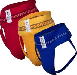 MM Sports The Original No. 10 Jockstrap 3 inch Multipack 1x Red + 1x Yellow + 1x Blue - MAAT M - Heren Ondergoed - Jockstrap voor Man - Mannen Jock — thumbnail 1