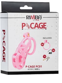 Rimba Toys - P-Cage PC01 - Kunststof Kuisheidskooi - Peniskooi - Chastity - Roze - Verkrijgbaar in 3 maten — thumbnail 4