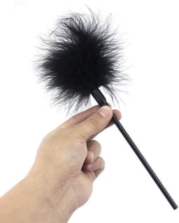Zwarte Kietelaar - Kietelveer - Teasen - Kietelen - Uitdagen met veer - 1 stuk - Zwart - Streelveer - Strelen -Streelpluim - 25CM - CHPN — thumbnail 1