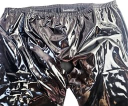 BamBella ® - Boxer short - Maat L/XL - Datex Zwart korte brok (Latex en stof kleding BDSM met rits erotische heren kleding ondergoed lingerie onderbroek zwart — thumbnail 3