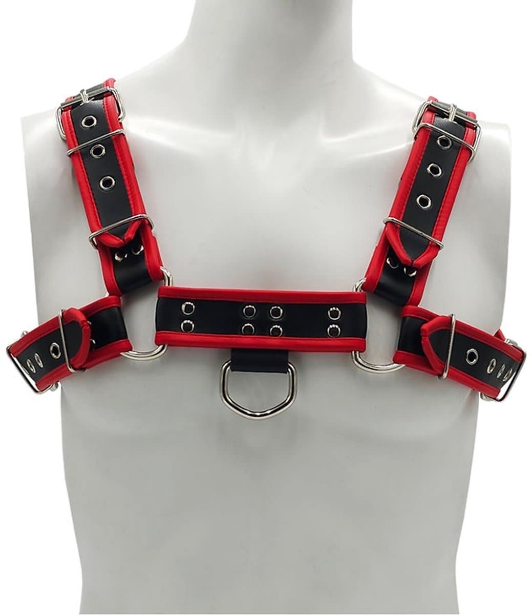 Rouge - Lederen Borstharnas voor Heren - Maat L/XL - Zwart/Rood — afbeelding 1