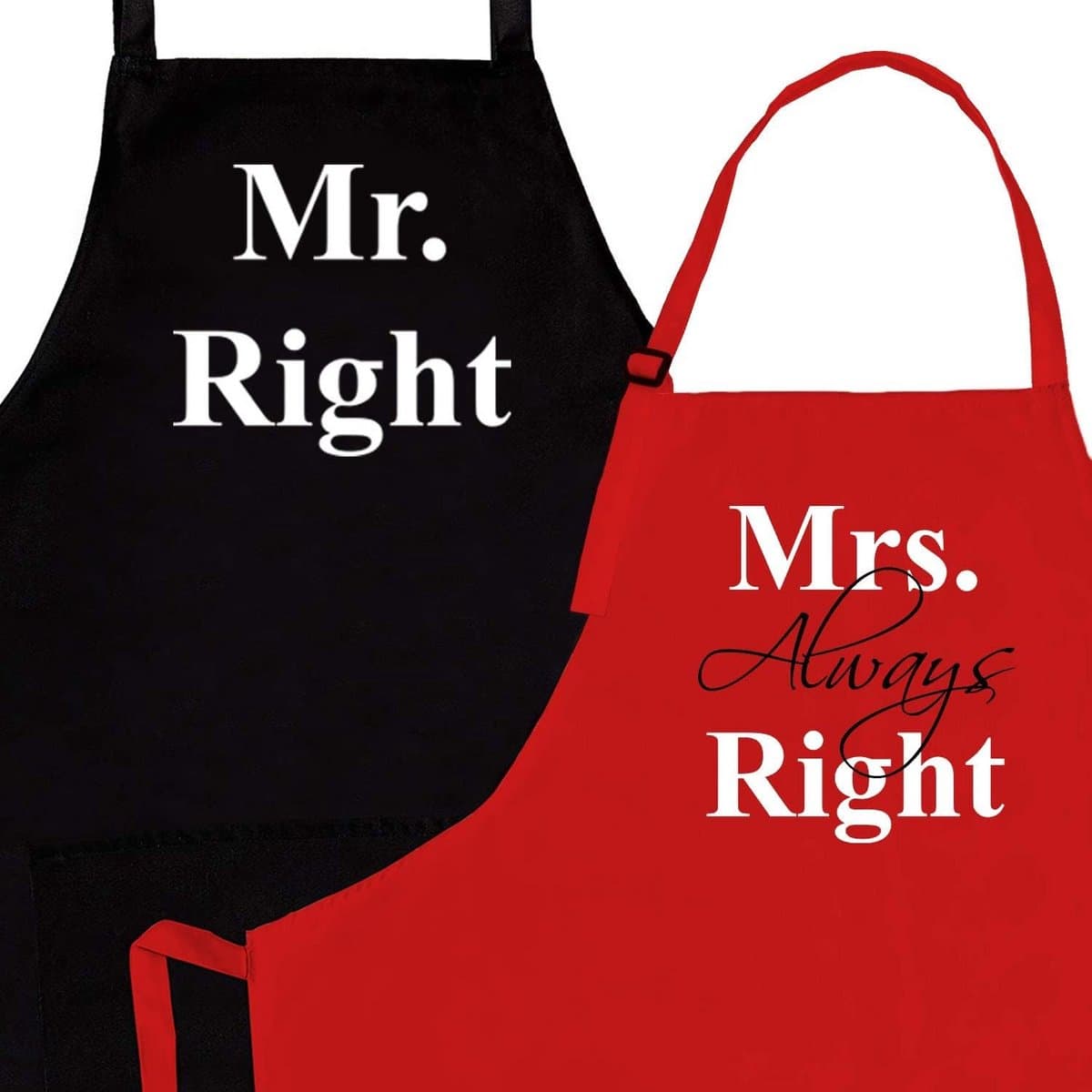 Mr & Mrs Schortenset voor Koppels - Leuk Verlovings- of Huwelijkscadeau — afbeelding 1