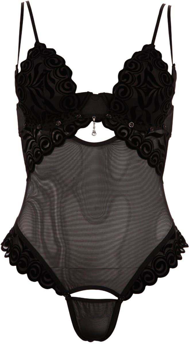 Zwarte String body met afneembare cups en kruis — afbeelding 1