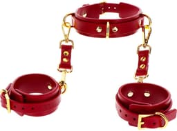 Taboom - D-Ring Halsband en Handboeien - Rood — thumbnail 1