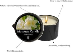 Gardenia Essentiële Olie Massagekaars - Sensuele Warme Gietbeker Ontwerp - Hydraterend met Bloemige Geur voor Ontspannende Spa & Lichaamsverzorging - Romantische Decoratie|Aromatherapie Kaars, Massageoliën voor stellen — thumbnail 3