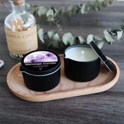Massagekaars met lavendelgeur - Essentiële Olie Massagekaars - Hydraterend, Sensuele Ervaring met Schenktuit, Perfect voor Ontspannende Baden & Huidverzorging - Romantische Decoratie - Aromatherapie Kaars, Massageoliën voor stellen — thumbnail 6