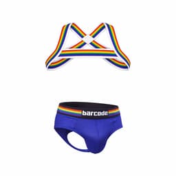 Barcode Berlin Multipack 1x Backless Brief Pride Royal + 1x Pride Harness White - MAAT XL - Erotisch Heren Ondergoed - Slip voor Man - Sexy mannen Slip — thumbnail 1