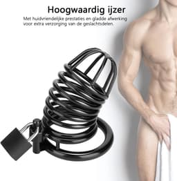 DOWO® - Kuisheidskooi - Black Panther - Metaal - Peniskooi - Kuisheidskooi voor Mannen - Chastity cage - Staal – Zwart - 3 Maten — thumbnail 2