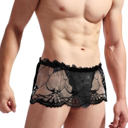 Sexy Sissy Panties voor Mannen - Transparante Kanten Slip met Mini Rok voor Crossdressers en Cosplay, Perfecte Erotische Ondergoed voor Nachtclubs en Lingerie Verzameling — thumbnail 3