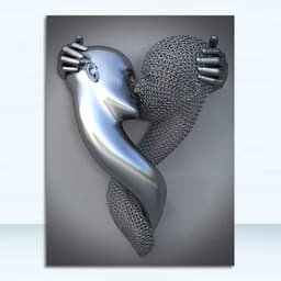 Abstracte Canvasprint Set van 3 - Romantisch Portret in Grijstinten - Modern Wanddecor voor Woonkamer en Slaapkamer - 21 x 30 cm — thumbnail 3