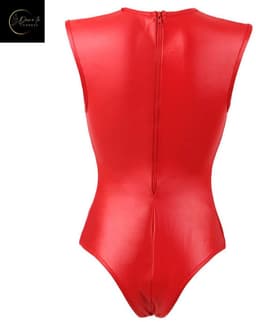 Sexy Lingerie Body Dames – Luxe Lingerie – Rood – Wetlook Lingerie met Cut-Out Detail – Lak – Latex – Erotische Lingerie – Bodysuit – Lingerieset – Kinky – Erotische Body – BDSM – Shapewear Corset – Leer – PU Top – Dare to Undress Maat S, M, L, XL — thumbnail 15