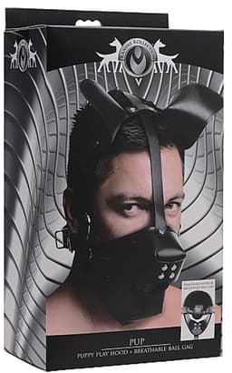 Puppy Play Masker Met Ballgag - Zwart — thumbnail 6