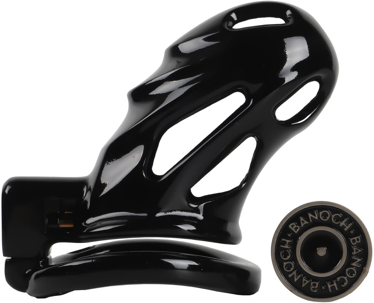 Banoch | Peniskooi aluminium zwart | 3 ringen | 45 mm, 50 mm & 55 mm | chastity cage voor mannen — afbeelding 1
