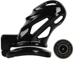 Banoch | Peniskooi aluminium zwart | 3 ringen | 45 mm, 50 mm & 55 mm | chastity cage voor mannen