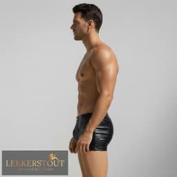 PU Lederen Boxershort - Open Kruis - Zwart - Sexy Herenondergoed | XL | LS154 — thumbnail 5