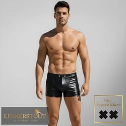 PU Lederen Boxershort - Open Kruis - Zwart - Sexy Herenondergoed | XL | LS154 — thumbnail 2