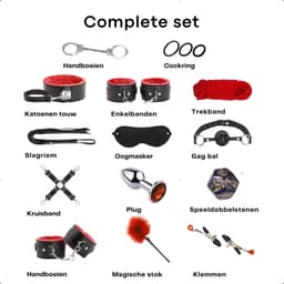 Sensa BDSM set - Bondage set voor koppels - Sexspeeltjes voor koppels - Seksspeeltjes voor mannen - Buttplug set - Zwart / Rood — thumbnail 4