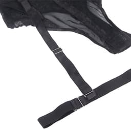 Sexy Lingerie - Luxe Erotische Body met kant - Half open cups - Strapless - Harnas - Shapewear - Jarretelbanden - Bondage look- Strappy Harness – Lingerie Top Teddy - Erotiek - Uitdagend - PLUS SIZE - Kleur Zwart - Maat XL-XXL — thumbnail 4