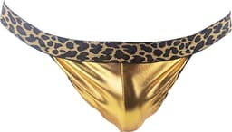 BamBella ® - Slip - maat Onesize S M L - goud kleurig panterprint bondage Sexy erotische heren onderbroek mannen — thumbnail 1