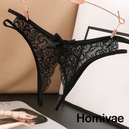 Homivae - Sexy Open String Dames – Zwarte Kantstring met Open Kruis – Erotische Lingerie One Size – Dames String — thumbnail 1