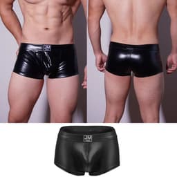 JOCKMAIL (JM) Lederlook Heren Boxershort – Sexy Zwarte Wetlook Trunks – Verleidelijke Faux Leather Heren Ondergoed - Maat S/M — thumbnail 2