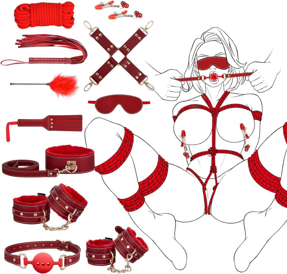 Zyrex® BDSM Extreme - Bdsm Kleding - BDSM Toys - Rood - 29 cm x 24 cm x 7 cm — afbeelding 1