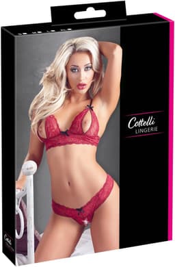 Cottelli Collection - Lingerie Set met Toegankelijkheid tot Tepels en Vagina voor een Spannende Ervaring – Maat M – Rood — thumbnail 7