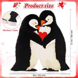 Houten Decoratie Pinguïn Liefdespaar Cadeau voor Jubileum en Valentijnsdag — thumbnail 5