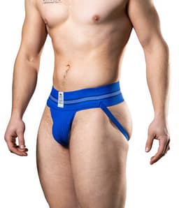 MM Sports The Original No. 10 Swimmer/Jogger Jockstrap 3 inch Blue - MAAT L - Heren Ondergoed - Jockstrap voor Man - Mannen Jock — thumbnail 4