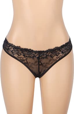 Zeloria Kanten Slip met Open Kruis en Strikdetail – Zwart – Dames Lingerie Slip met Bandjes – S — thumbnail 8