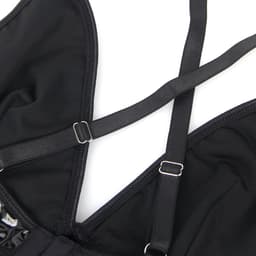 Latex Wetlook Sexy Jurkje – Lingerie Erotisch – Zwart – Lingerie Setje – Luxe Lingerieset – Leren PU Lingerie Jurkje – Leatherlook – Verleidelijk & Mysterieus – Inclusief Chocker – Kinky – BDSM – Festival Outfit – Clubwear – Wasteland – S, M, L, XL — thumbnail 6