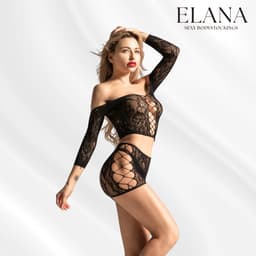 Elara – Elanora – 2-Delige Lingerie Set in Bodystocking Stijl – Sexy Top & Slip – Elastische Erotische Dames Lingerie – One Size — thumbnail 12